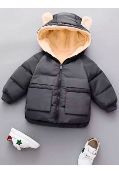 Графитовая курточка для ребенка с ушками Мишка